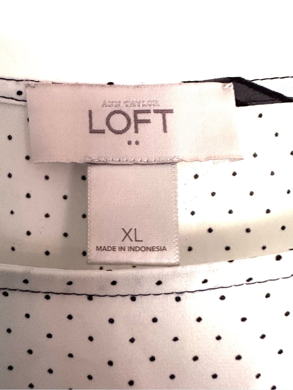 LOFT Black & White Dot Panel Tunic with Mauve Stripe Accents Size XL - Picture 5 of 8